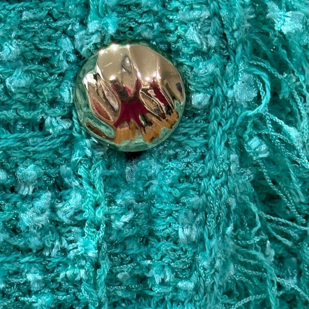 Rabe Textured Buttoned Jacket, Turquoise - Picture 5 of 10